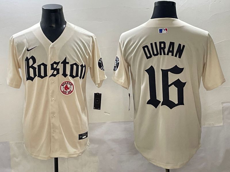 Men 2025 Boston Red Sox #16 Duran Cream Five generations Joint Name Nike MLB Jersey style 17->boston red sox->MLB Jersey
